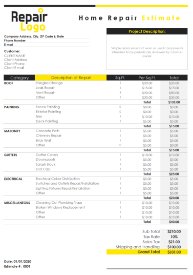 Free Home Repair Estimate v1